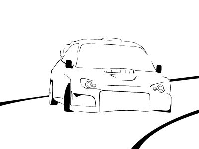 Subaru Illustration 2 black and white car illustration wip work in progress