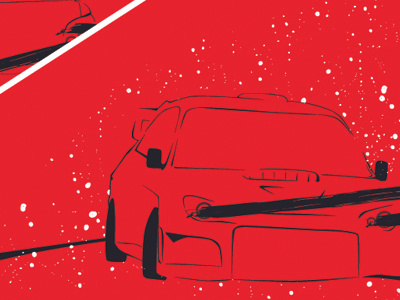 Subaru Illustration 5 black colour illustration red three tone white