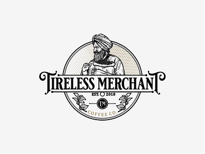 Tireless Merchant Logo branding coffee coffee bar coffee logo coffee shop design drawing illustration logo vector vintage vintage badge vintage logo