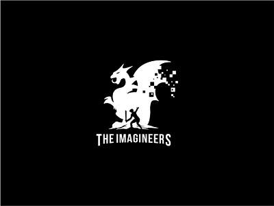 The Imagineers Logo art branding design dragon drawing illustration logo manga negative space negative space logo publisher vector war warrior