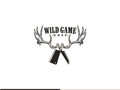 Wild Game Chef Logo animal antler antlers chef deer deer antler deer203a design drawing game hand drawing hunter hunting illustration kill knife logo inspirations meat vintage logo wild