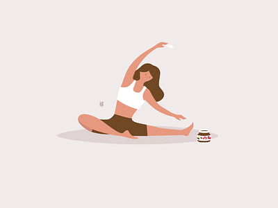 Yoga and Nutella during Coronavirus crisis animation coronavirus exercise free time girl illustration motion nutella sport stayhome stretching woman workout yoga