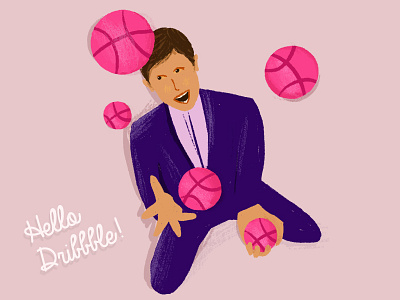 Dribbbling and juggling with my first shot ball debut first shot hello juggler man pink play