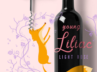 The fox and the wine branding fox grapes identity illustration label lilac logo mock up wine