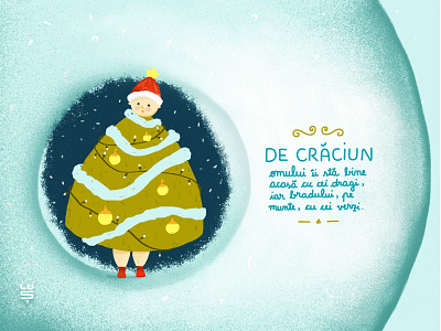 Christmas Postcard child christmas christmas tree fairytale globe illustration postcard snow
