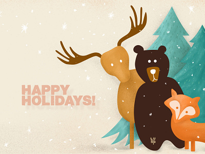 Happy Holidays! animals art bear brush christmas deer digital digital art fox happy holiday holiday illustration illustration digital vector art wacom winter