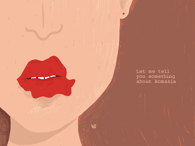 Let me tell you something about Romania character country face illustration lips map postcard romania romanian woman words