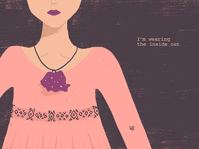 The inside out or what I feel about Romania brush style concept country dress girl illustration jewelry message minimal naive illustration pink romania romanian story woman