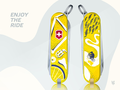 Enjoy the ride bicycle byke competition cycling design enoy hils illustration knife ride road trees victorinox yellow