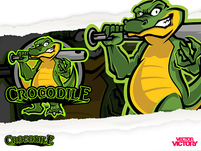 CROCODILLE epsorts logo adobeillustator cartoon character design game illustration logo mascot sports logo vector