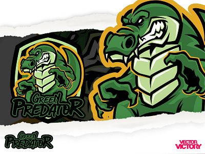 GREEN PREDATOR ESPORTS LOGO adobeillustator cartoon character design dribbble esportslogo game illustration logo mascot sports logo