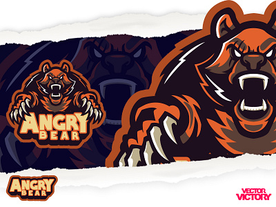 ANGRY BEAR ESPORTS LOGO adobeillustator bear cartoon character design dribbble esportslogo game grizzly bear illustration logo mascot sports logo