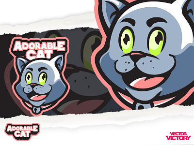 adorable cat ESPORTS LOGO adobeillustator branding cartoon dribbble illustration mascot sports logo typography ui ux