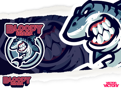 BLOODY SHARK ESPORTS LOGO adobeillustator cartoon character dribbble esportslogo game illustration logo mascot sports logo