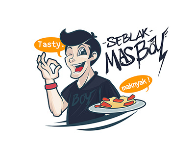 seblak mas boy mascot cartoon culinary illustration logo mascot restaurantmascot streetfood