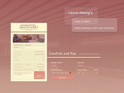 daily UI 002_Hotel booking credit card checkout creditcardcheckout daily daily 100 challenge daily ui dailyui002 hotelbooking ui design