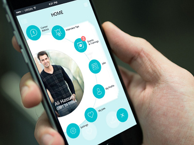 Job Portal - Profile Menu animation app dashboard econceptions iphone job menu ui uiuxahmed