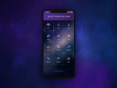 Horoscope App ui dark dark app dark theme dark ui darkmode horoscope iphone signs ui zodic