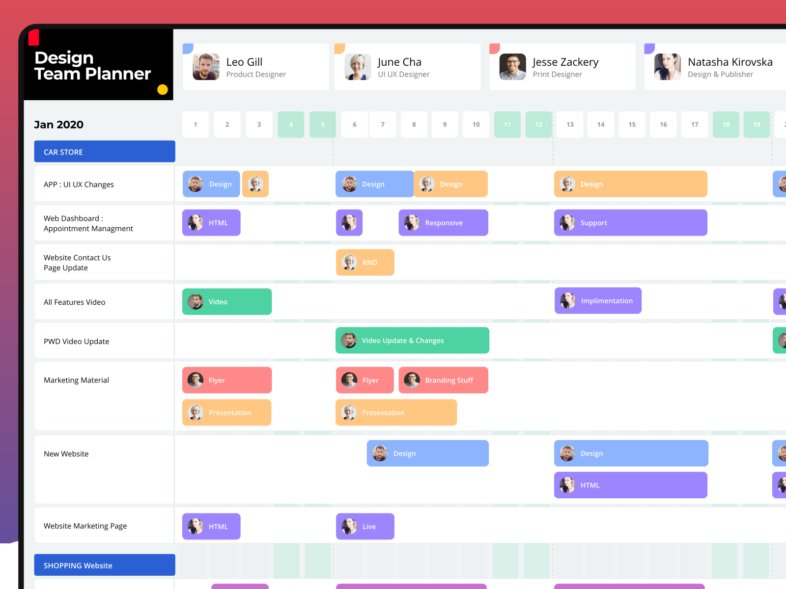 Design Team Planner UI by Ahmed Hassan on Dribbble