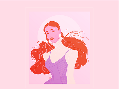 untamable buff character design curly curly hair curves dress earings girl hair illustration redhair redhead woman