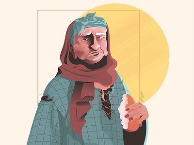 Too old for this .. </3 arab bread character design clothes eat elderly hands hunger illustration old old clothes poor portrait poverty retro sad strokes torn woman wrinkles