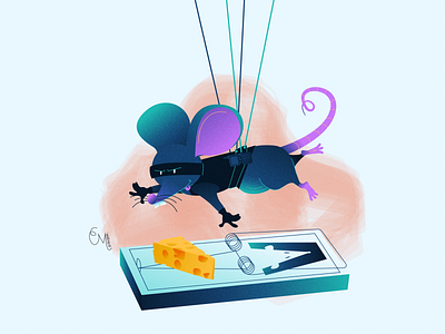 Mouse Impossible - Close call character design character design challenge cheese color palette illustration mission impossible mouse rat rat trap stealing thief