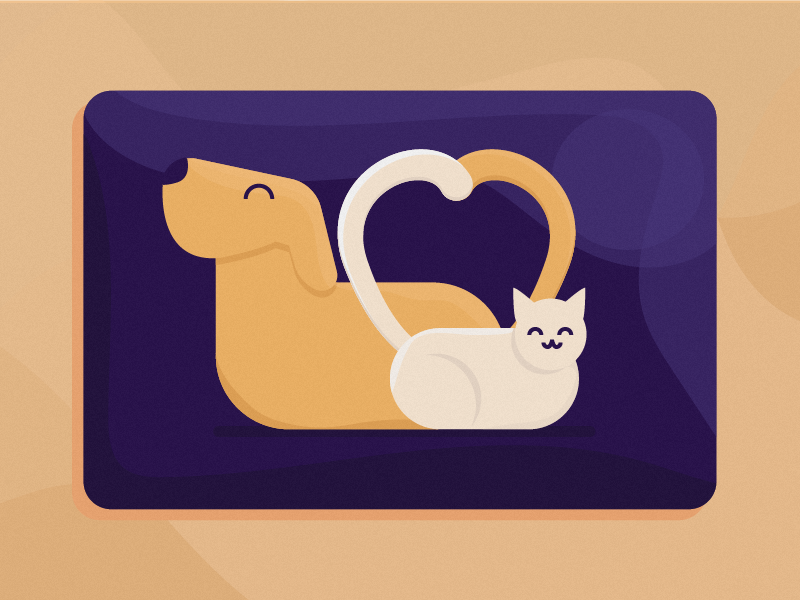Catto And Doggo colors shading illustration minimal layers animals pets love heart catto doggo dog cat
