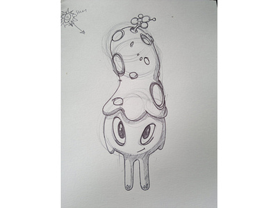 Mushroom Head :: cutefunk :: black and white concept cute art cutefunk illustration pen sketch sketchpad