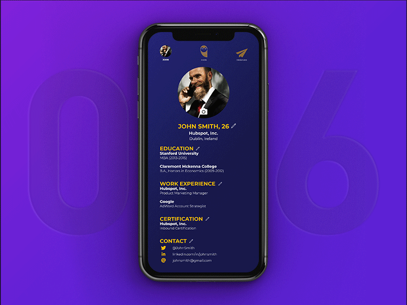 Daily UI #006: User Profile 006 daily ui gradient interface mobile ui uidesign uitrends user profile violet