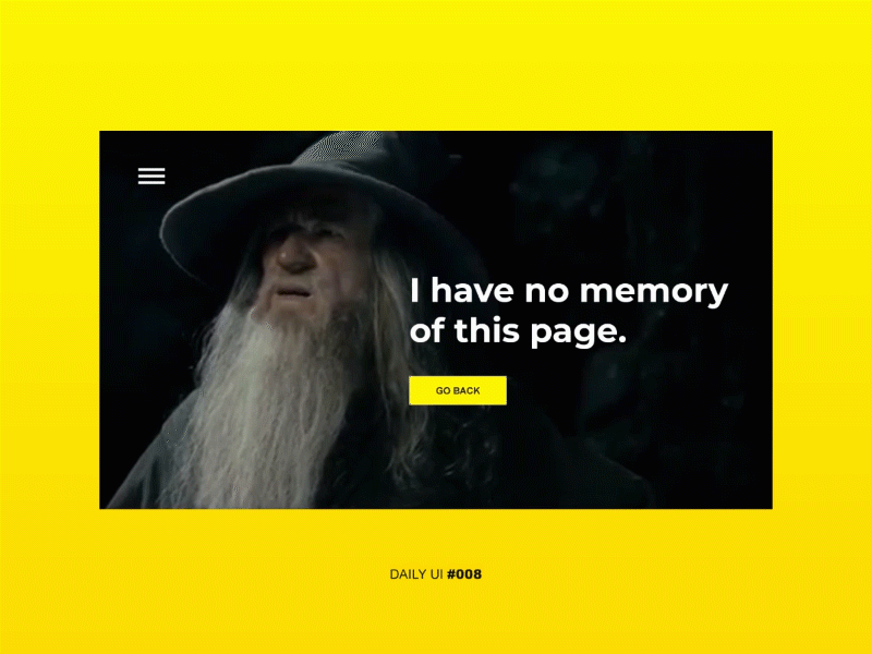 Daily UI #008: 404 Page 008 404 page daily ui dumbledore gradient harry potter interface ui uidesign uitrends web yellow