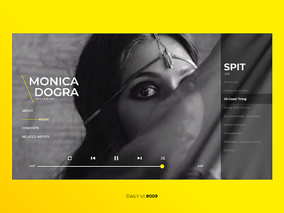 Daily UI #009: Music Player 009 adobe xd black and white daily ui indian artist music player uidesign uitrends