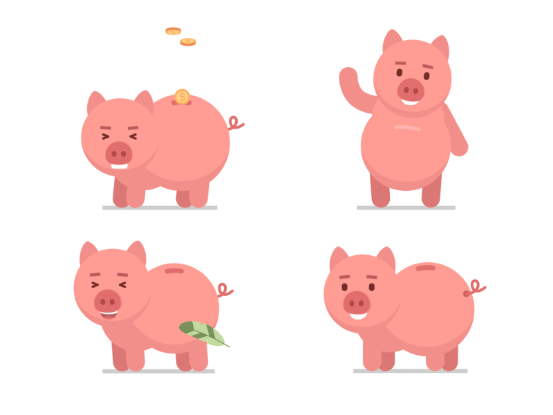 Piggy Bank bodymovin cash character design coin earn earning finance happy illustration income laughing lottie mascot mobile money pig piggy bank profit sticker web