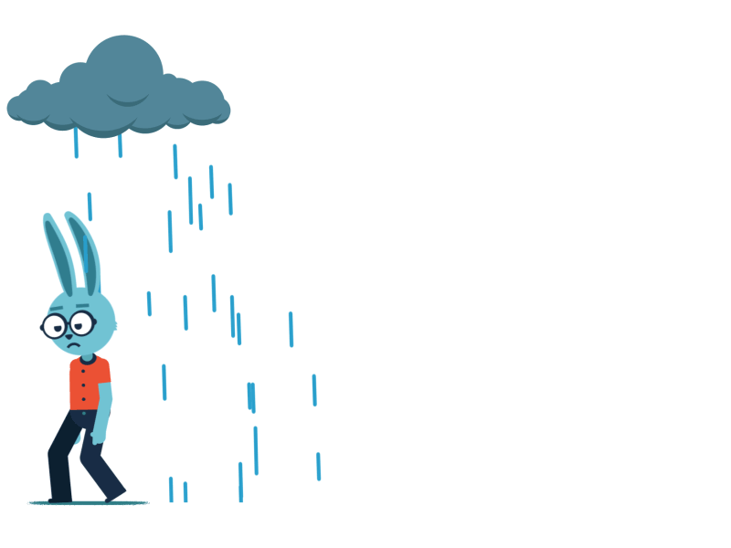 Lose bunny character animation character design cloud game over illustration lightning nerd rain rubberhose sad walk cycle