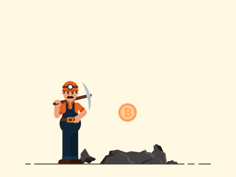 Miner animation bitcoin bodymovin cash character design earning finance gold illustration income lottie miner mining mobile money profit rubberhose vector