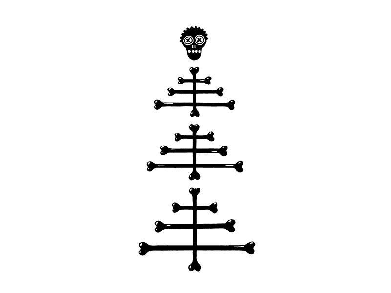 Horror style christmas tree animated gif bones christmas gif photoshop skull tree xmas