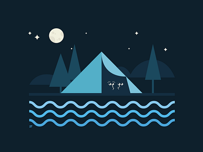 Camping under the stars camping illustration illustrator night stars water