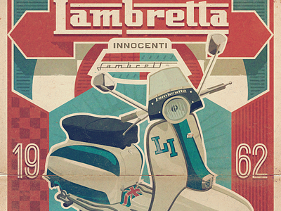 Lambretta retro poster illustration poster retro
