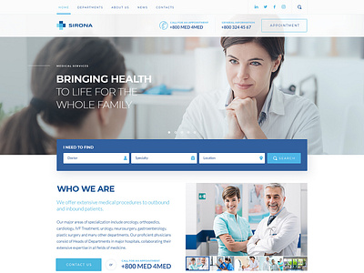 Sirona | Medical & Health WP Theme for Elementor clean clinic doctor landing medical medicine theme ui webdesign website white wordpress