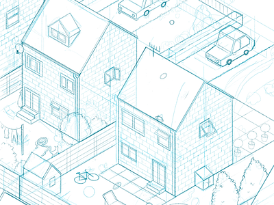 Suburbs illustration isometric procreate suburbs