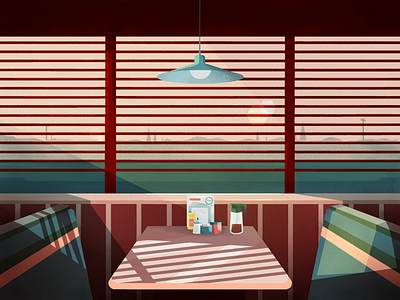 Lonely sunset diner