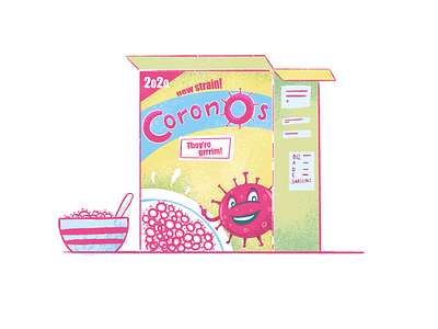 CoronOs cereal coronavirus covid illustration junk food pink procreate yellow
