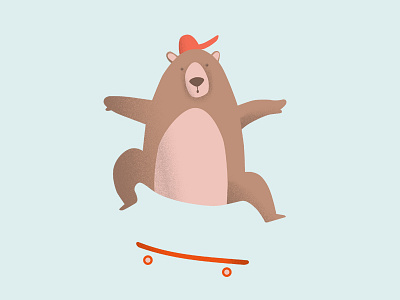 Skatebear Dribble bear childrens illustration kickflip skate skateboard