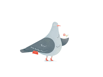 Ready to party bird cocktail high heels illustration party pigeon