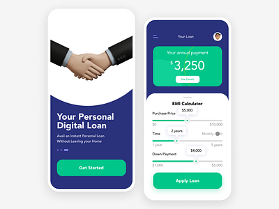 Personal Digital Loan 004 app app design bank calculator daily dailyui dailyui 004 dailyui004 emi finance loan loan app loan application loan calculator loans mortgage payment transaction ui