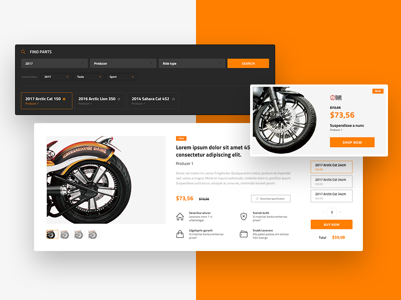 Bike Parts Selling App designs, themes 