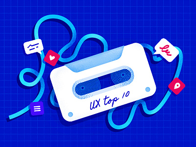 UX Podcasts blog post cover vol 2 blog blog post blue illustration mixtape podcast ux ux podcast