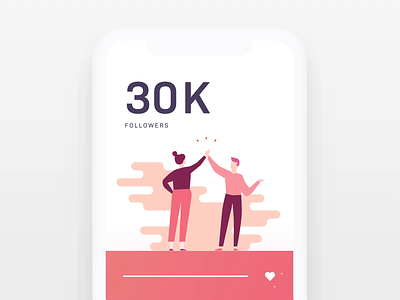 30k Followers on Dribbble! 10clouds 30k animation celebrating design design team dribbble followers happy high five illustration mobile thank you ui vector
