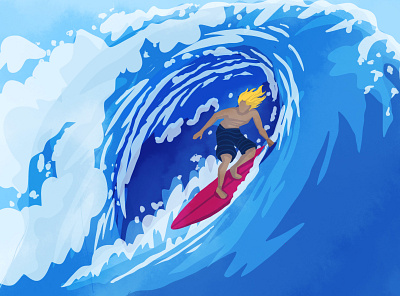 Surfer illustraion ocean wave