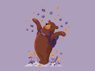 Spring Bear bear character flowers happy spring