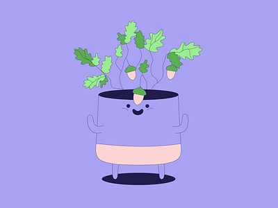 Pickle · Oak plant illustration branding flat illustration illustration minimalist plant smiley face ui vector